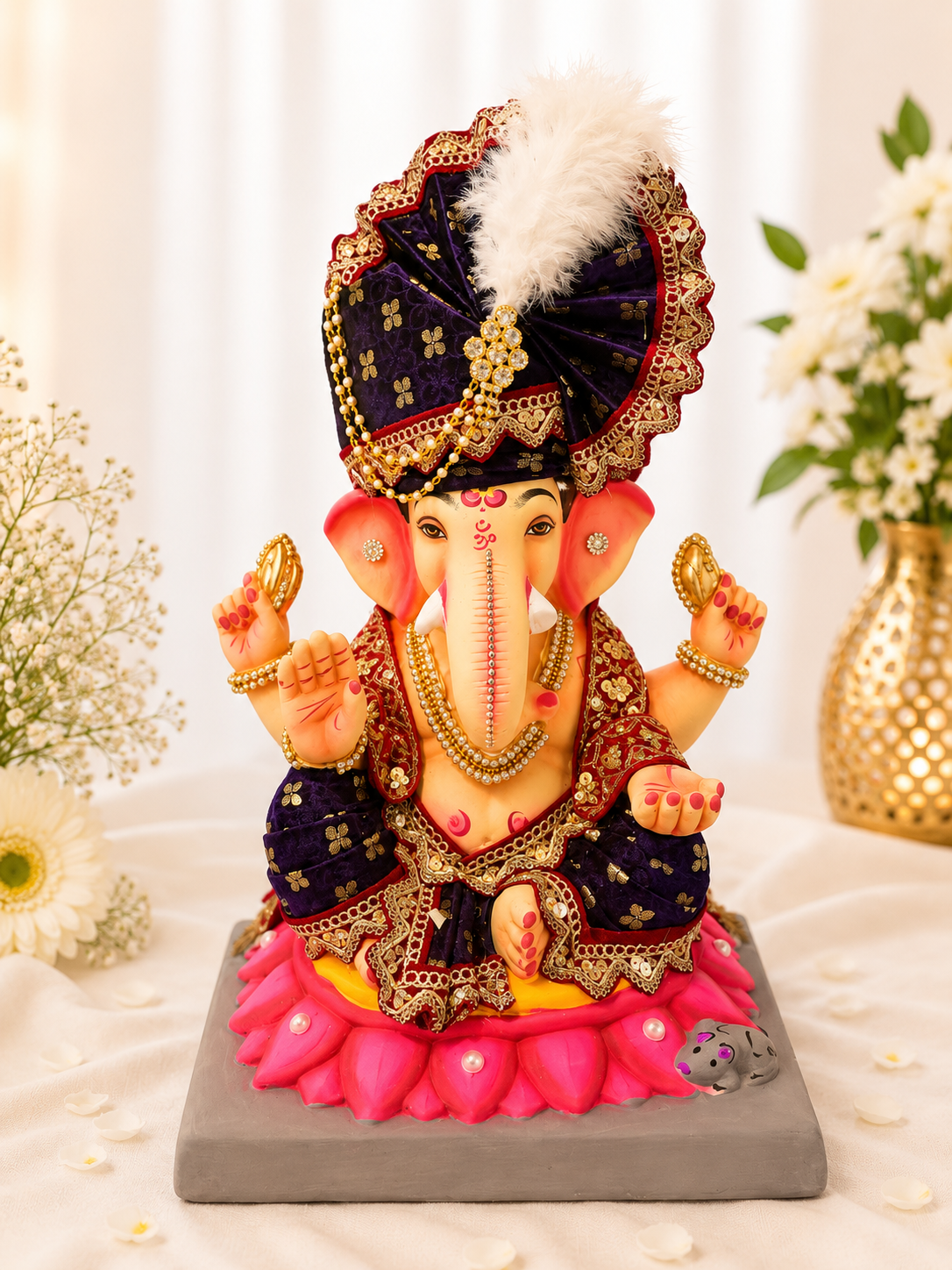 Pheta Vastra Ganesh (Blue) - 12 inch