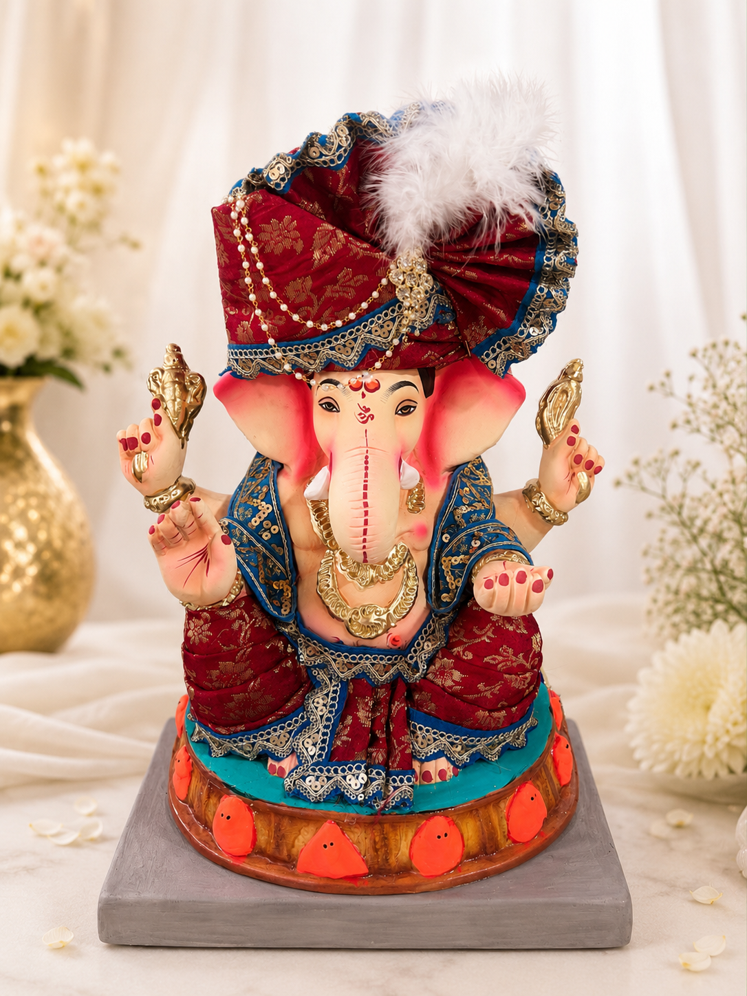Ashtavinayak Vastra Red Blue - 15 inch