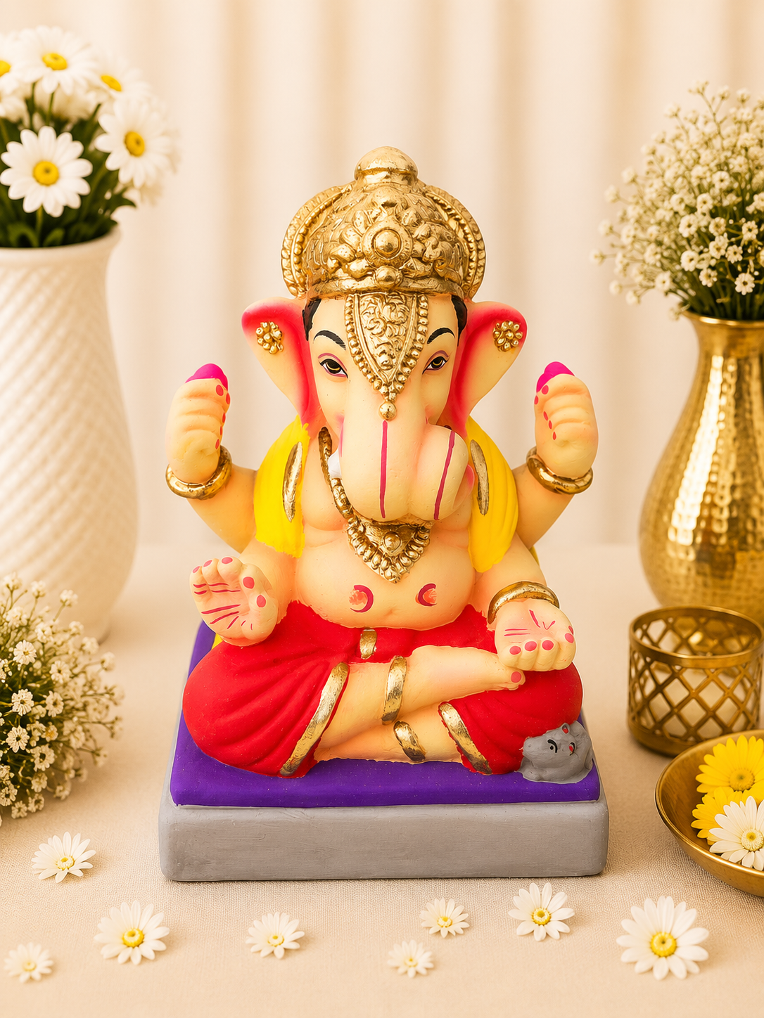 Dagdusheth Red Yellow- 9 inch
