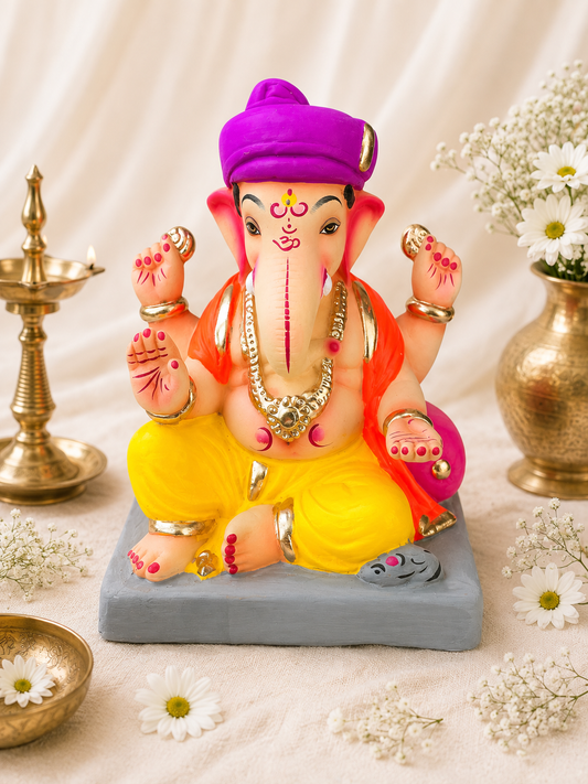 Tiak Pagdi Yellow Kesari (Pink Pagdi) - 9 inch
