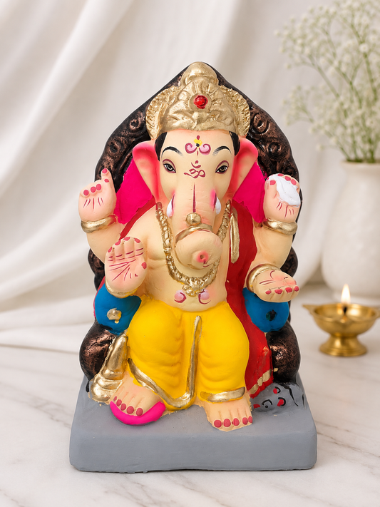 Lalbaug Cha Raja Yellow Red - 9 inch
