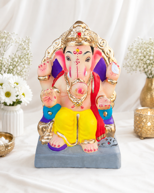 Lalbaug cha Raja Yellow Red - 9 inch