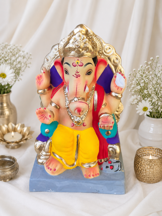 Lalbaug cha Raja Yellow Red - 9 inch