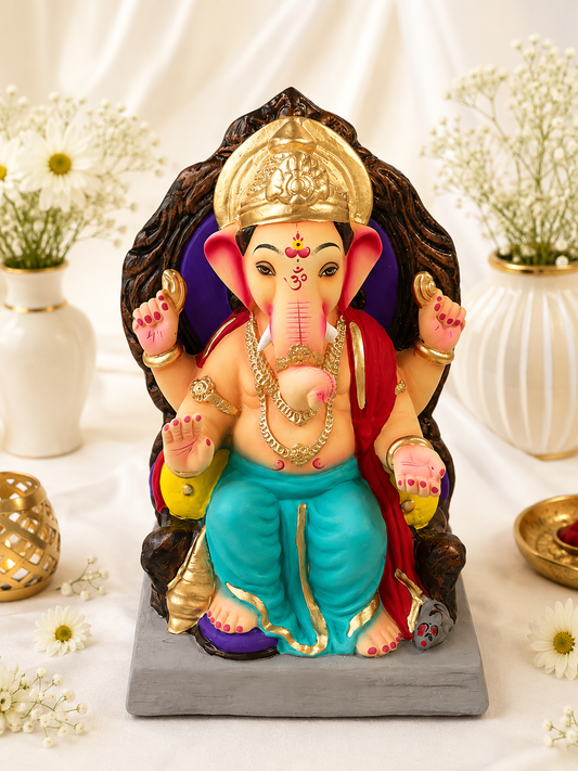 Lalbaug Cha Raja Teal Red - 12 inch