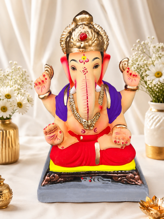 Chourang Ganesh Red Purple - 12 inch