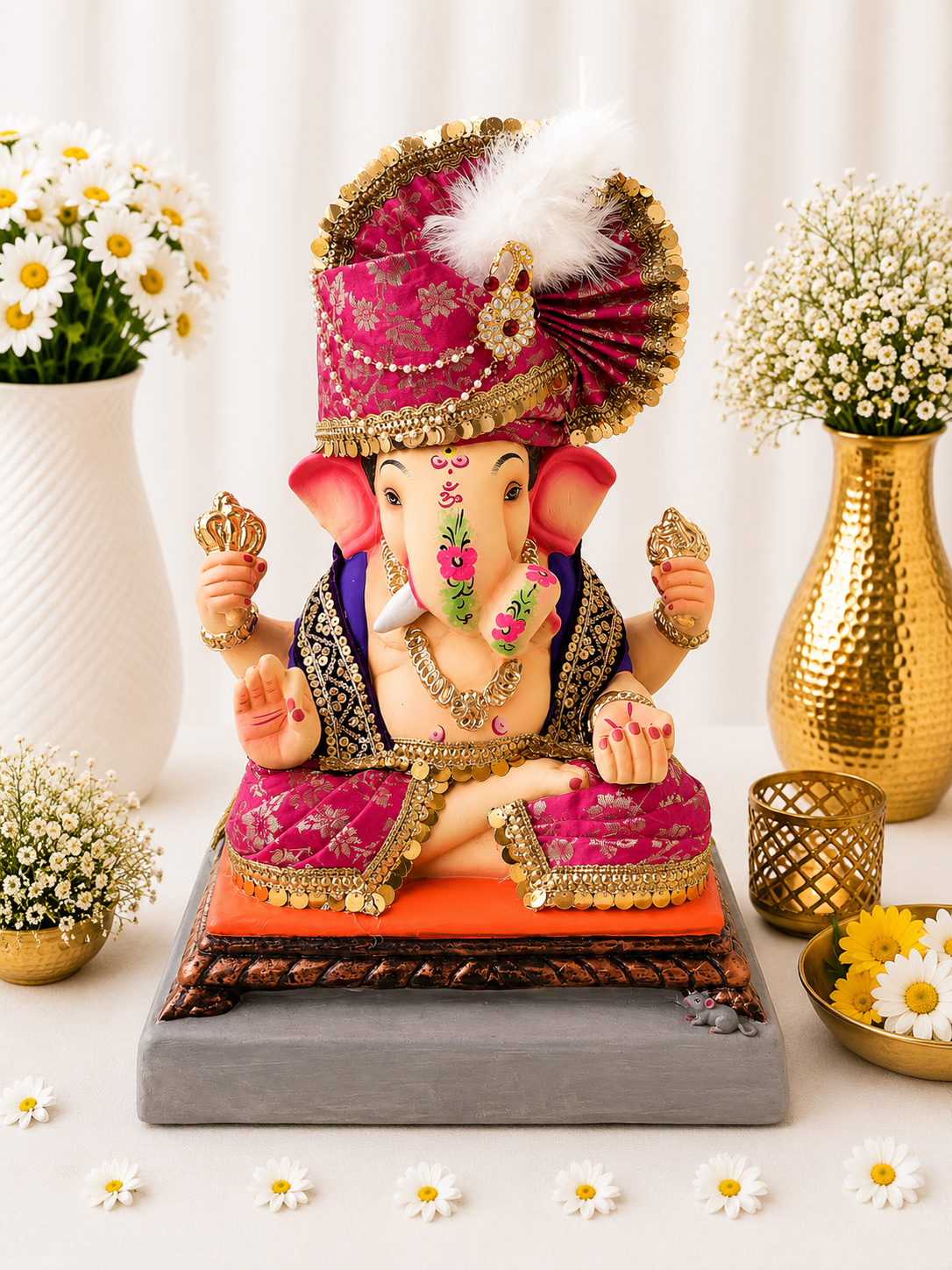 Dagdusheth Vastra Red Blue - 15 inch