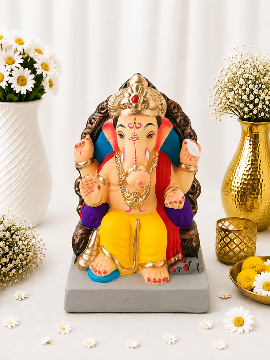 Lalbaugh cha Raja Yellow Red - 9 inch