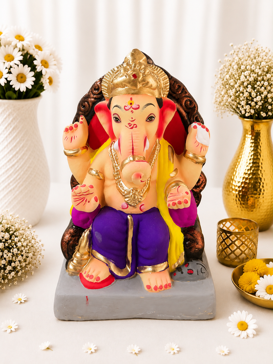 Lalbaugh cha Raja Purple Yellow - 9 inch