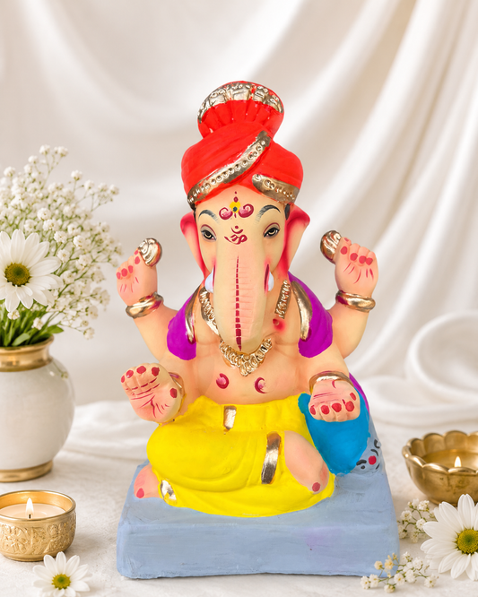 Puneri Pheta Yellow Pink - 9 inch