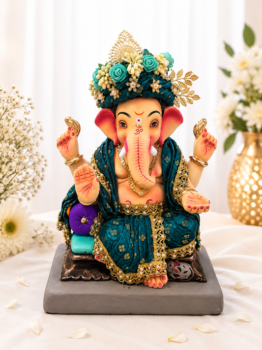 Plain Vastra Ganesh Green - 12 inch