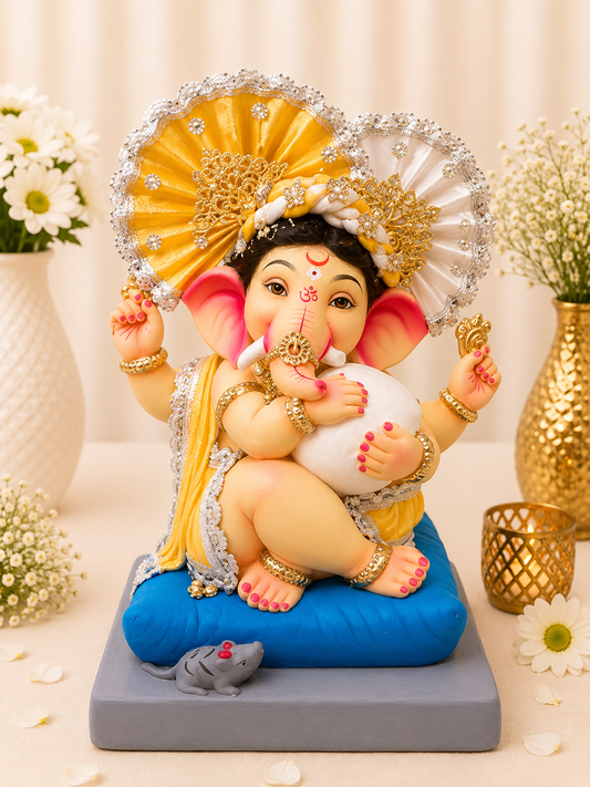 Plain Vastra Modak Ganesh - 15 inch