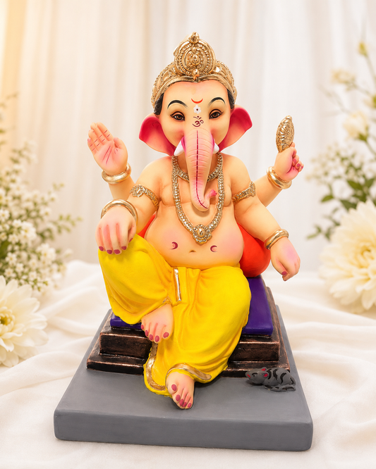 Aasan Ganesh Yellow- 15 inch