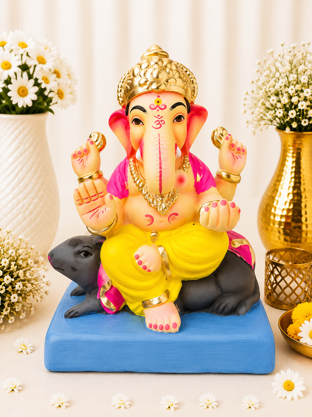 Undir Ganesh Yellow Pink - 9 inch