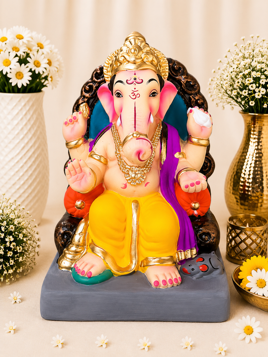 Lalbaug Cha Raja Yellow Pink - 9 inch