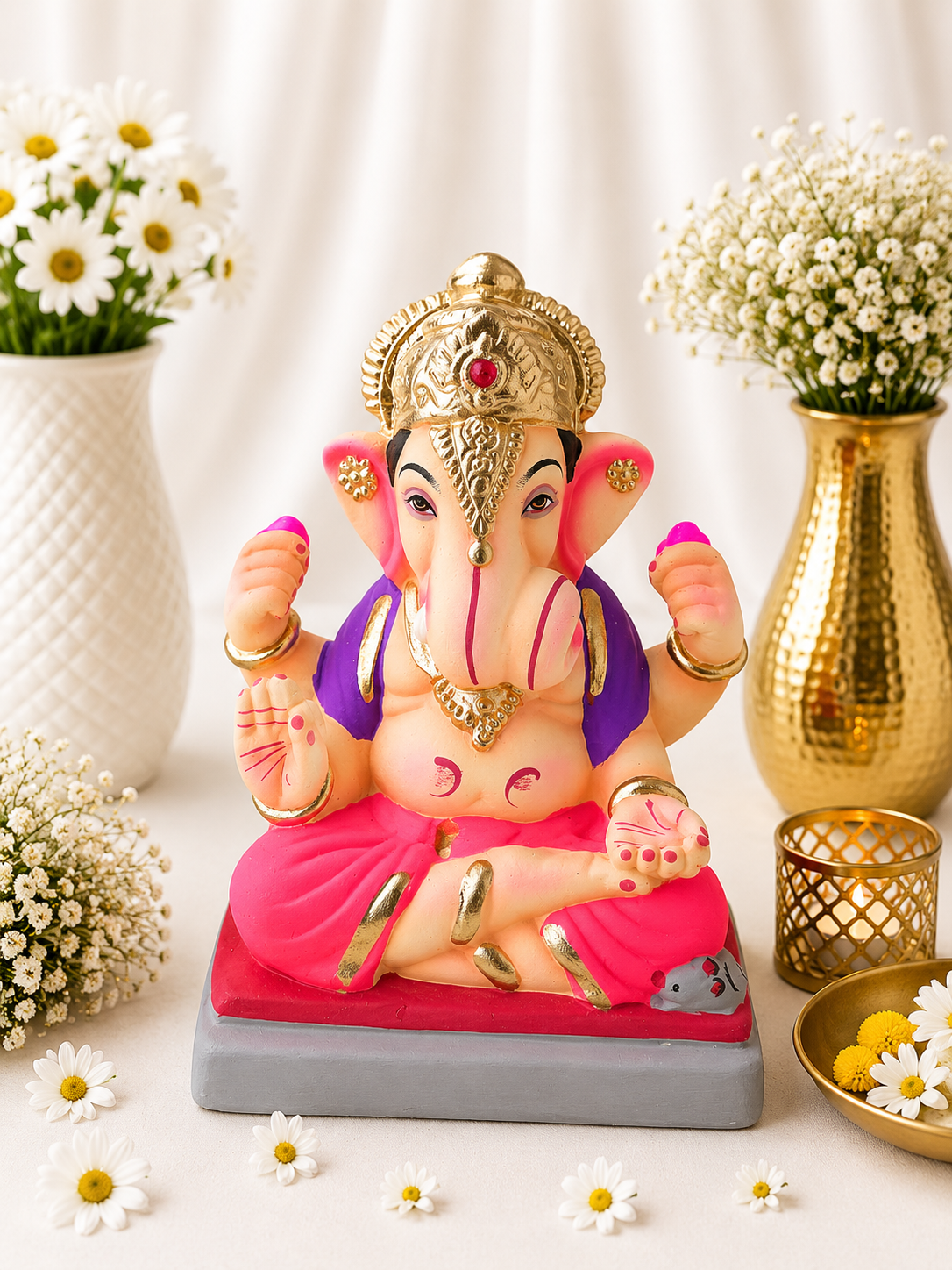 Dagdusheth Pink Purple - 9 inch