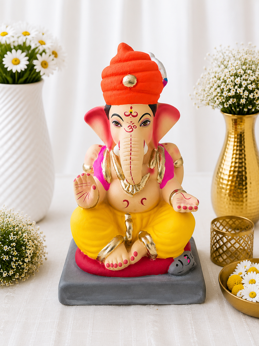 Tilak Pagdi Yellow Pink - 6 inch