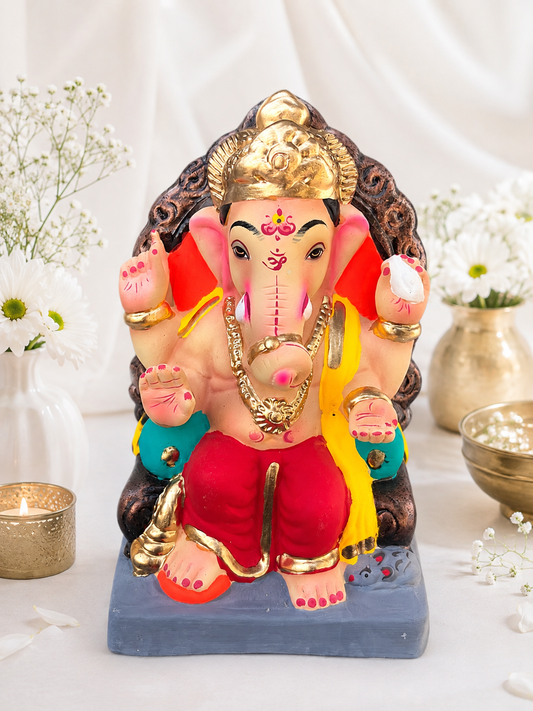 Lalbaug cha Raja Red Yellow - 9 inch